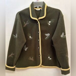 Christopher & Banks Embroidered Fleece Jacket Size S
